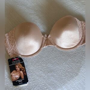 Maidenform Lace Trim Strapless Bra - Tan